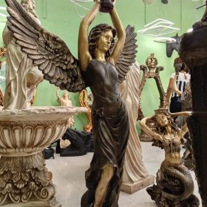 Elegant Angel Sculpture with Pot - White Decorative Statue for Indoor and Outdoor Lighting