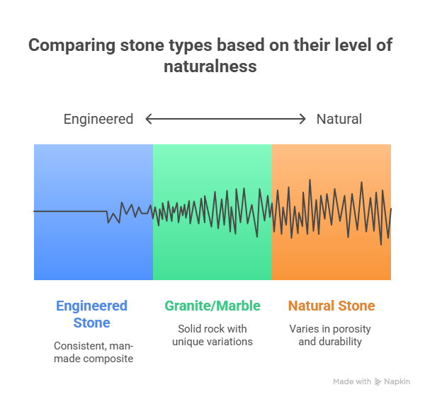 Comparison of Engineered Stone vs. Natural Stone vs. Granite / Marble
